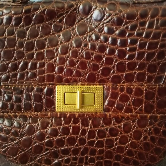 Rebecca Minkoff Leather Covert Convertible Satchel Shiny Brown Color NWT $425 - Picture 5 of 15